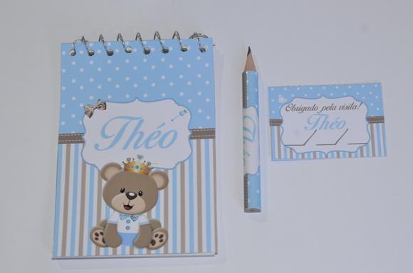 Bloquinho Personalizado com Lápis Ursinho Principe