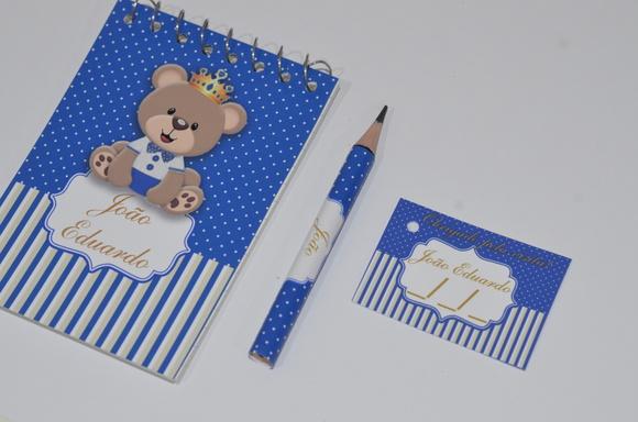 Bloquinho Personalizado com Lápis Ursinho Principe