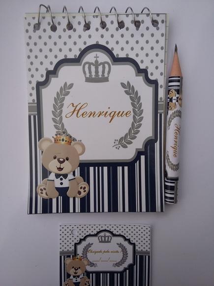 Bloquinho Personalizado com Lápis Ursinho Principe