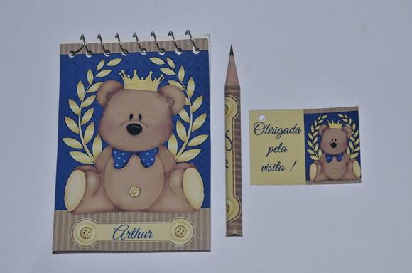 Bloquinho Personalizado com Lápis Ursinho Principe