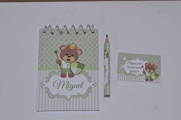 Bloquinho Personalizado com Lápis Ursinho Principe