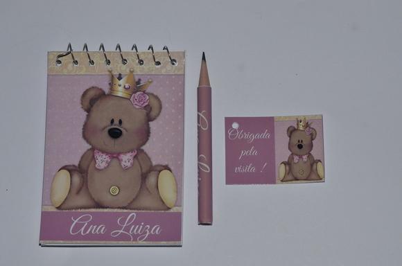 Bloquinho Personalizado com Lápis Ursinho Principe