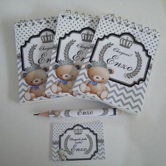 Bloquinho Personalizado com Lápis Ursinho Principe