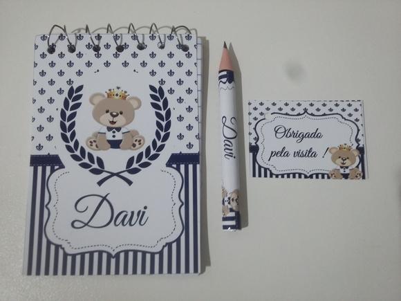 Bloquinho Personalizado com Lápis Ursinho Principe