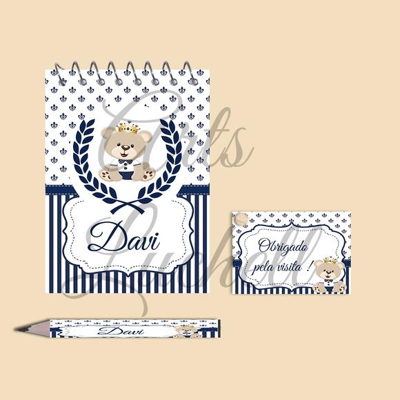 Bloquinho Personalizado com Lápis Ursinho Principe