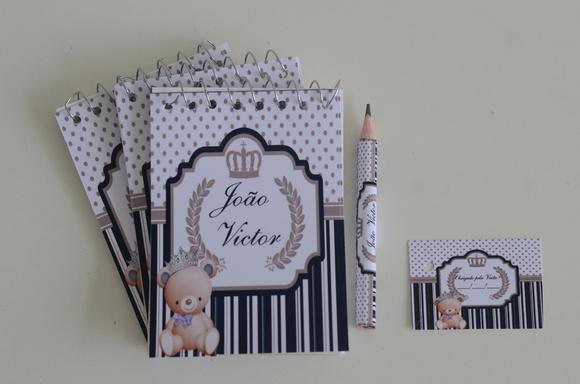 Bloquinho Personalizado com Lápis Ursinho Principe