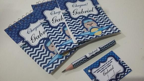 Bloquinho Personalizado com Lápis Urso Aviador