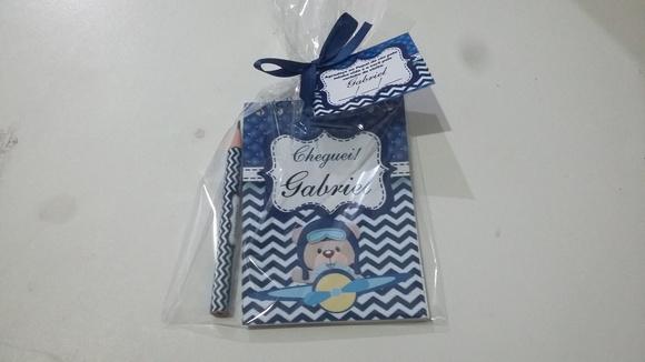 Bloquinho Personalizado com Lápis Urso Aviador