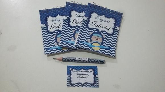 Bloquinho Personalizado com Lápis Urso Aviador