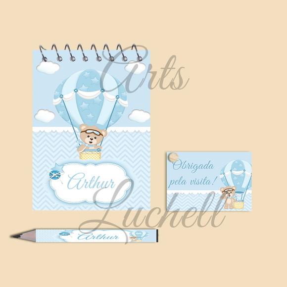 Bloquinho Personalizado com Lápis Urso Baloeiro