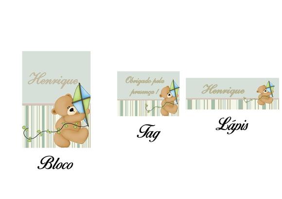 Bloquinho Personalizado com Lápis Urso com Pipa
