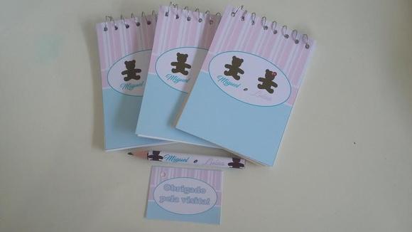 Bloquinho Personalizado com Lápis Urso Gêmeos
