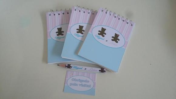 Bloquinho Personalizado com Lápis Urso Gêmeos