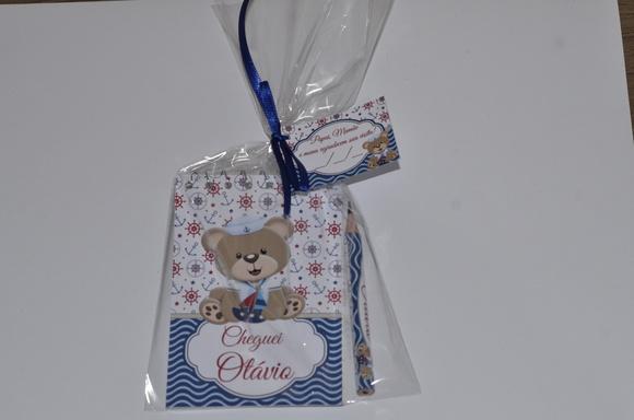 Bloquinho Personalizado com Lápis Urso Marinheiro
