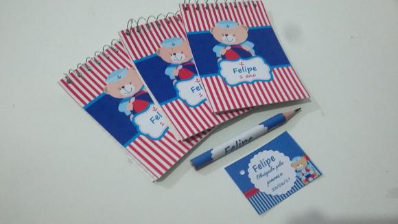 Bloquinho Personalizado com Lápis Urso Marinheiro