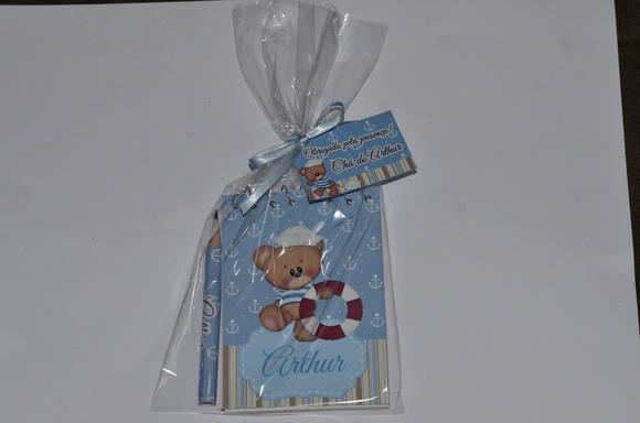 Bloquinho Personalizado com Lápis Urso Marinheiro