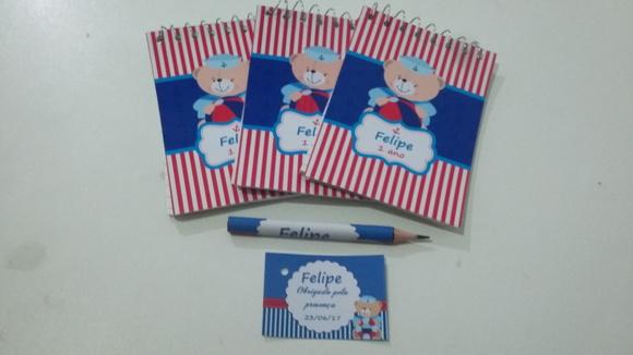 Bloquinho Personalizado com Lápis Urso Marinheiro
