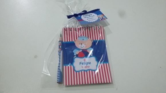 Bloquinho Personalizado com Lápis Urso Marinheiro