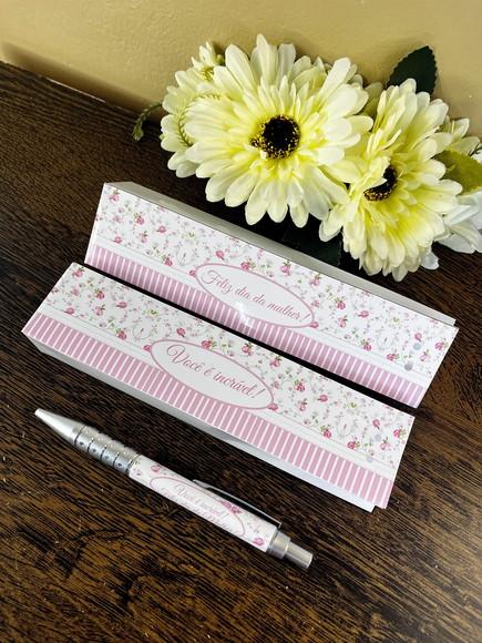 Caneta Personalizada com Caixinha/sacolinha Dia das Mulheres
