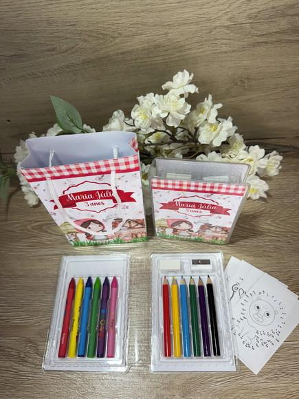 Estojo de Pintura 20 Peças +sacola Personalizada Chapeuzinho