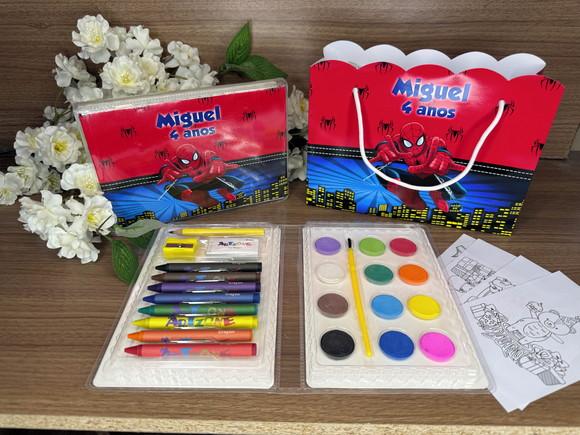 Estojo de Pintura 30 Peças + Sacola Personaliz. Homem Aranha