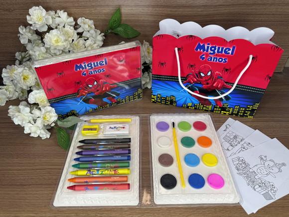 Estojo de Pintura 30 Peças + Sacola Personaliz. Homem Aranha