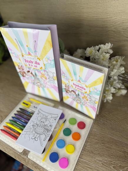 Estojo de Pintura 30 Peças + Sacola Personalizada Circo Rosa