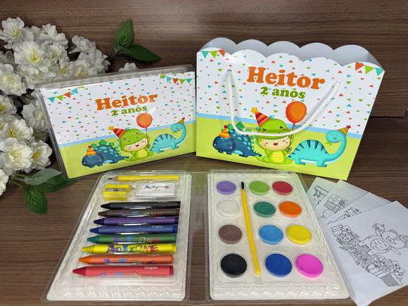 Estojo de Pintura 30 Peças + Sacola Personalizada Dino Baby
