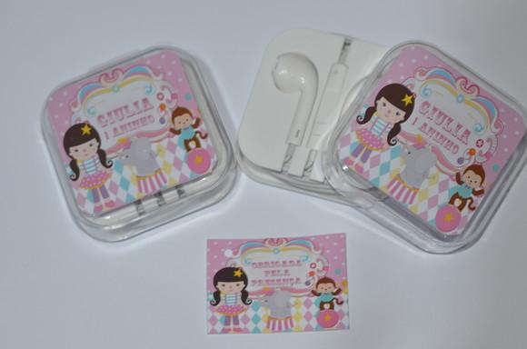 Fone de ouvido Personalizado Circo Rosa