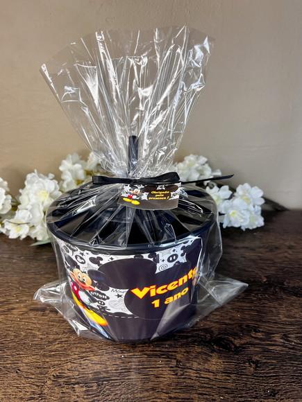 Kit Balde de Pipoca com Copo Canudo Personalizado Mickey
