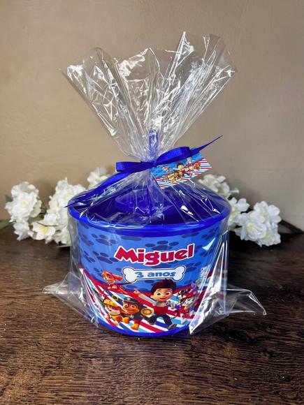 Kit Balde de Pipoca com Copo Canudo Personalizado Patrulha