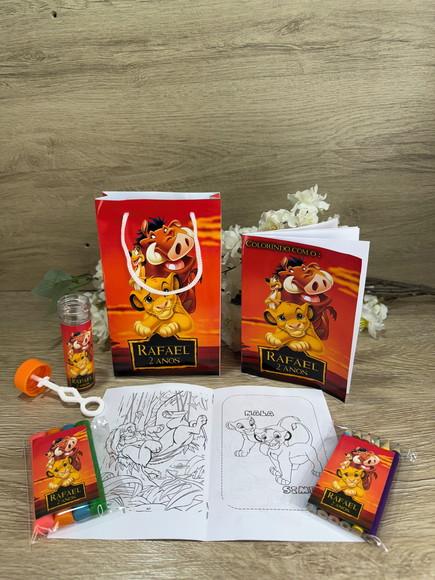 Kit Colorir / Kit Diversão com Sacola Personalizada Rei Leão