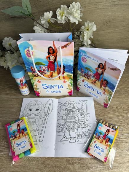 Kit Colorir / Kit Diversão com Sacola Personalizada Moana 2