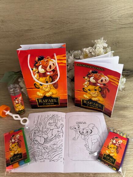 Kit Colorir / Kit Diversão com Sacola Personalizada Rei Leão