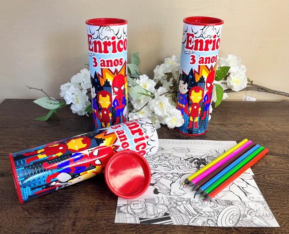 Kit Colorir no Tubo Personalizado Vingadores