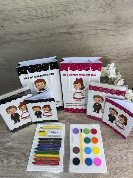 Kit com Estojo de Pintura para Daminha e Pajem Casamento