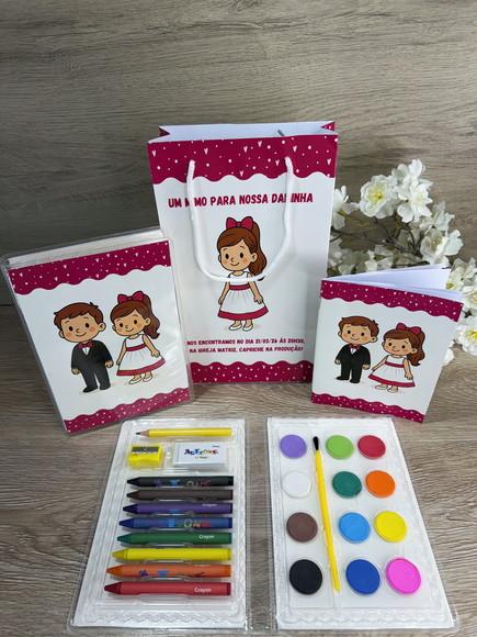 Kit com Estojo de Pintura para Daminha e Pajem Casamento