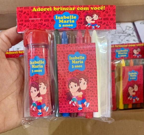 Kit Massinha Giz de Cera e Bolinha de Sabão Jp e Maria Clara