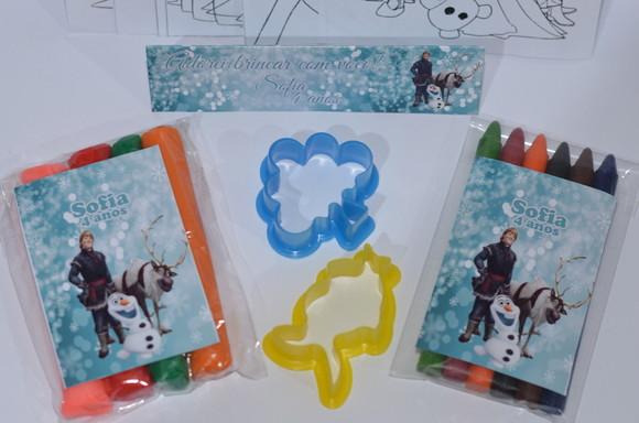 Kit Massinha, Giz de Cera , Desenhos e Moldes Olaf/Frozen