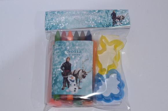 Kit Massinha, Giz de Cera , Desenhos e Moldes Olaf/Frozen