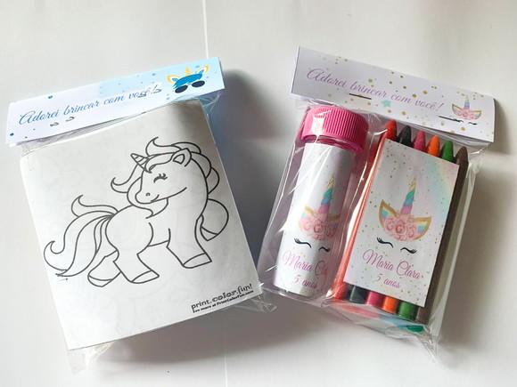 Kit Massinha, Giz de Cera e Bolha de Sabão Unicórnio