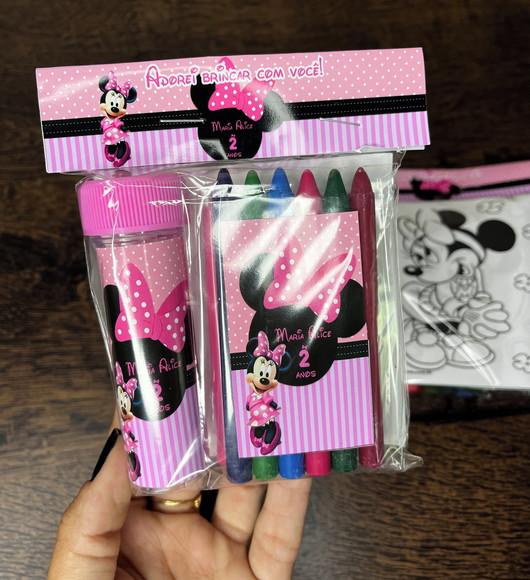 Kit Massinha, Giz de Cera e Bolha de Sabão Minnie Rosa