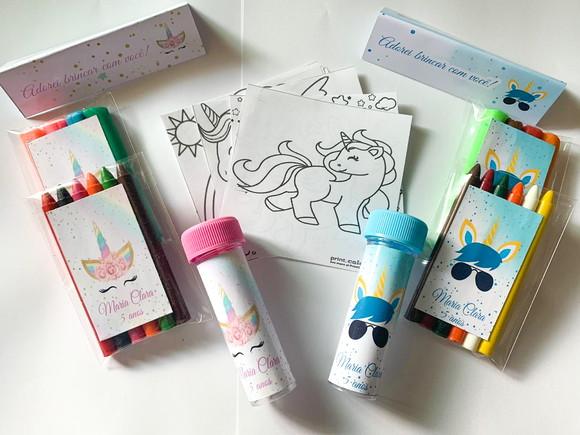 Kit Massinha, Giz de Cera e Bolha de Sabão Unicórnio