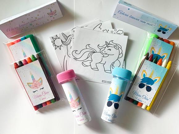 Kit Massinha, Giz de Cera e Bolha de Sabão Unicórnio