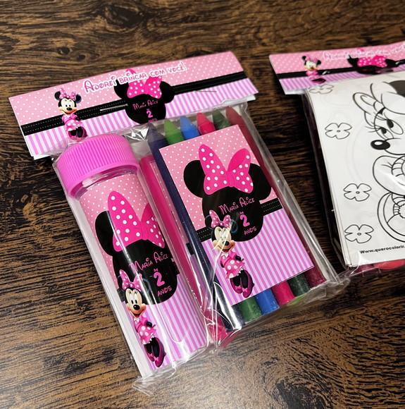 Kit Massinha, Giz de Cera e Bolha de Sabão Minnie Rosa