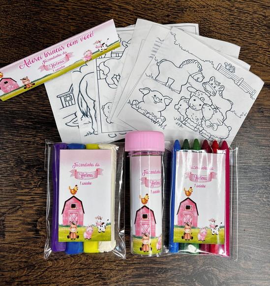 Kit Massinha, Giz de Cera e Bolha Fazendinha Rosa