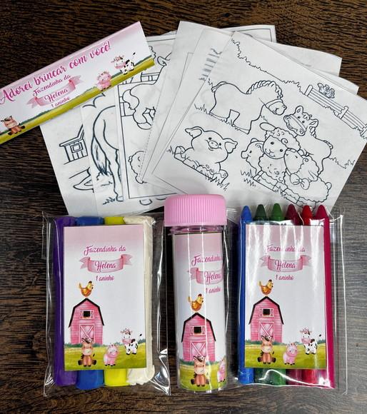 Kit Massinha, Giz de Cera e Bolha Fazendinha Rosa