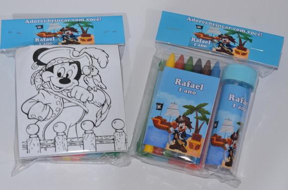 Kit Massinha, Giz de Cera e Bolinha de Sabão Mickey Pirata