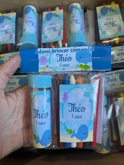 Kit Massinha, Giz de Cera e Bolinha de Sabão Fundo do Mar