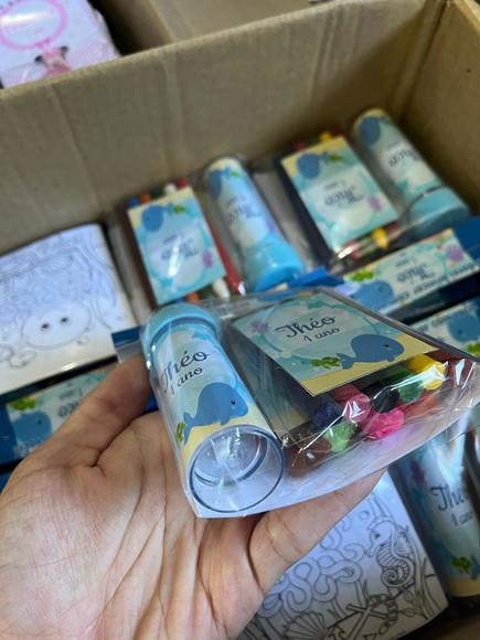 Kit Massinha, Giz de Cera e Bolinha de Sabão Fundo do Mar